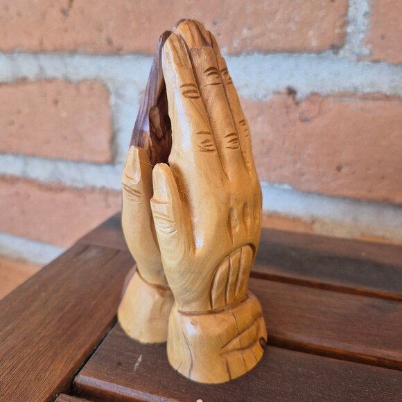 Praying Hands Sculpture Olive Wood Carving Made in Bethlehem - Picture 2 of 16